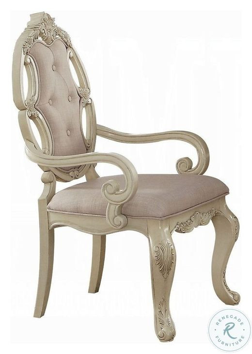 Ragenardus Antique White Arm Chair Set of 2