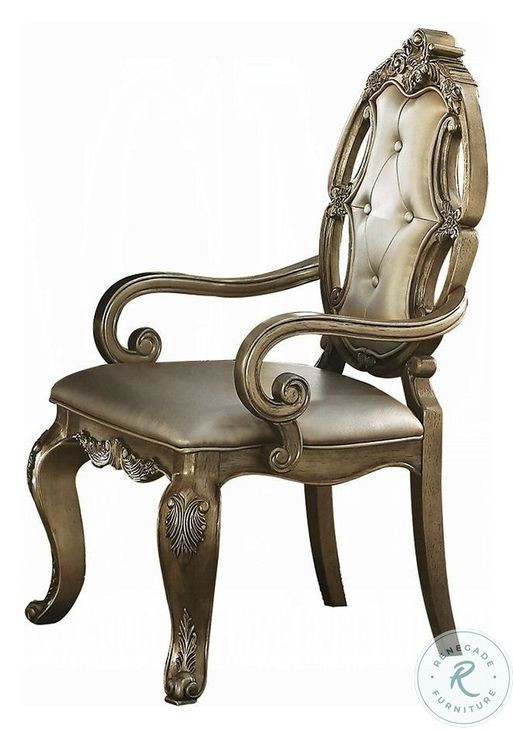 Ragenardus Synthetic Leather and Vintage Oak Arm Chair Set of 2