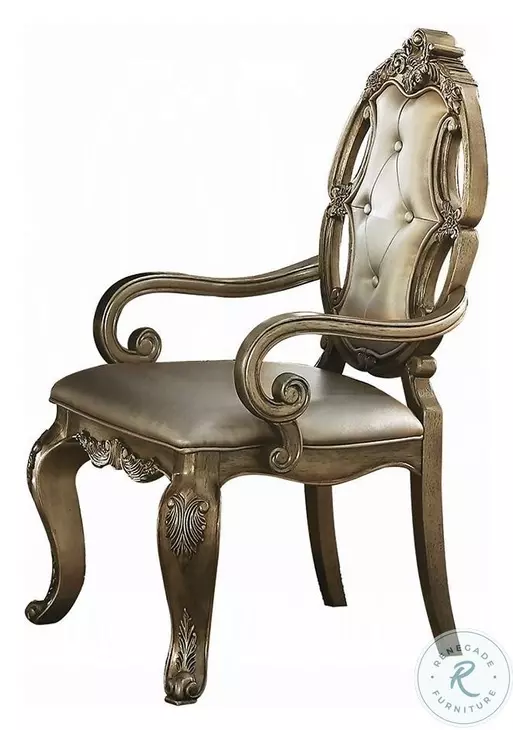 Ragenardus Synthetic Leather and Vintage Oak Arm Chair Set of 2