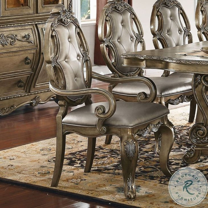 Ragenardus Synthetic Leather and Vintage Oak Arm Chair Set of 2