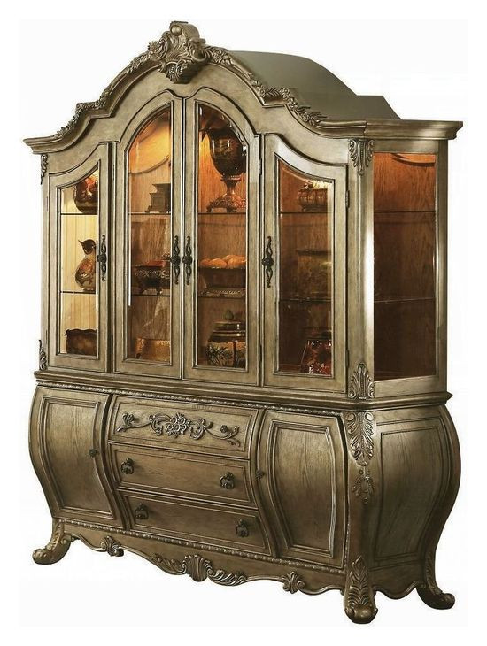 Ragenardus Vintage Oak 6 Door Buffet and Hutch with LED