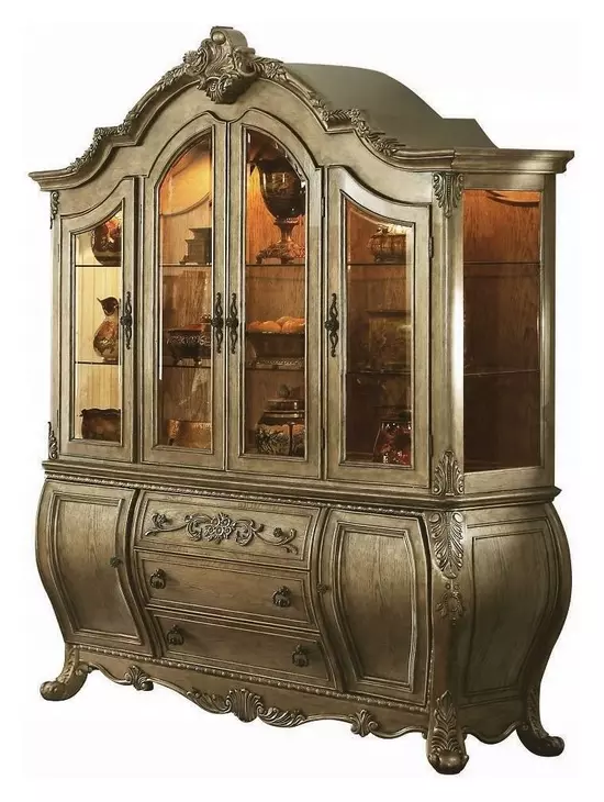 Ragenardus Vintage Oak 6 Door Buffet and Hutch with LED