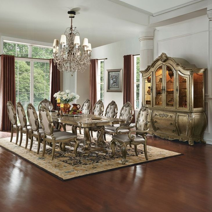 Ragenardus Vintage Oak 6 Door Buffet and Hutch with LED