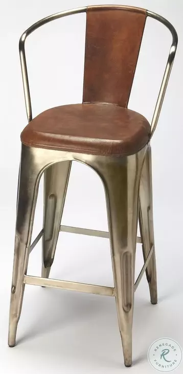 Roland Iron and Leather Bar Stool