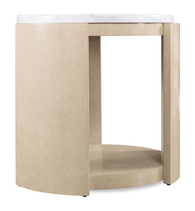 Limestone Light Brown and White Volakas Stone Top Side Table