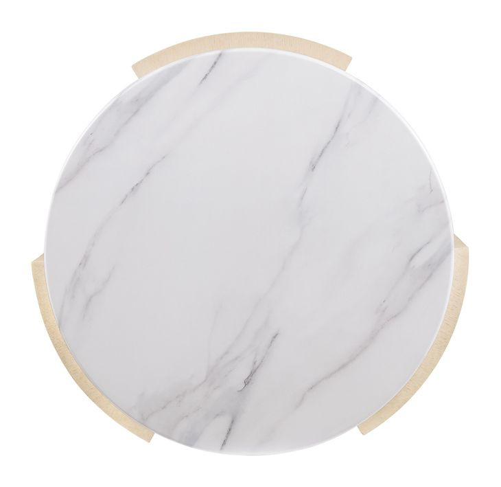 Limestone Light Brown and White Volakas Stone Top Side Table