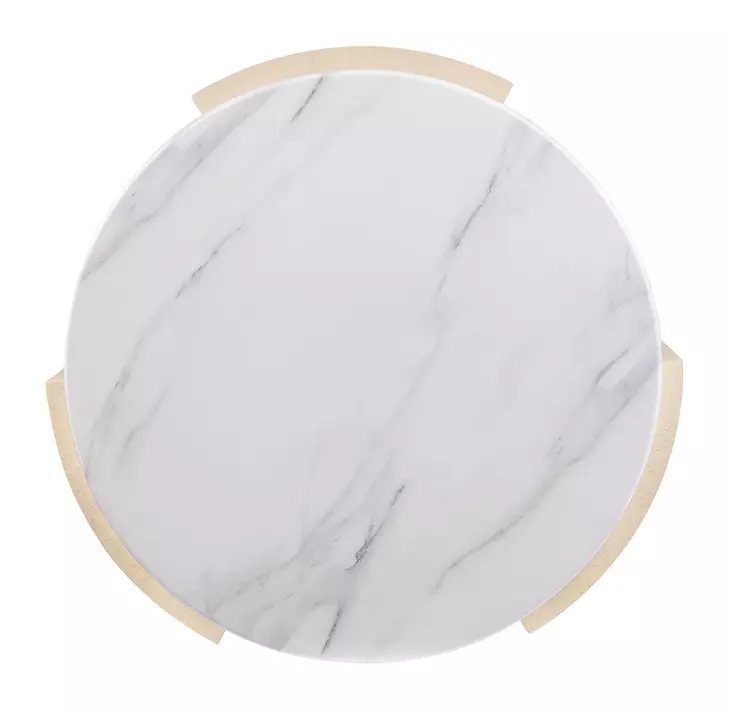 Limestone Light Brown and White Volakas Stone Top Side Table