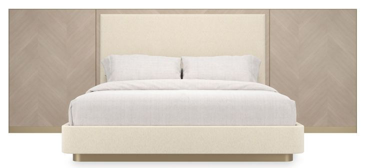 Anthology Beige and Dry Martini King Upholstered Panel Bed with Wings