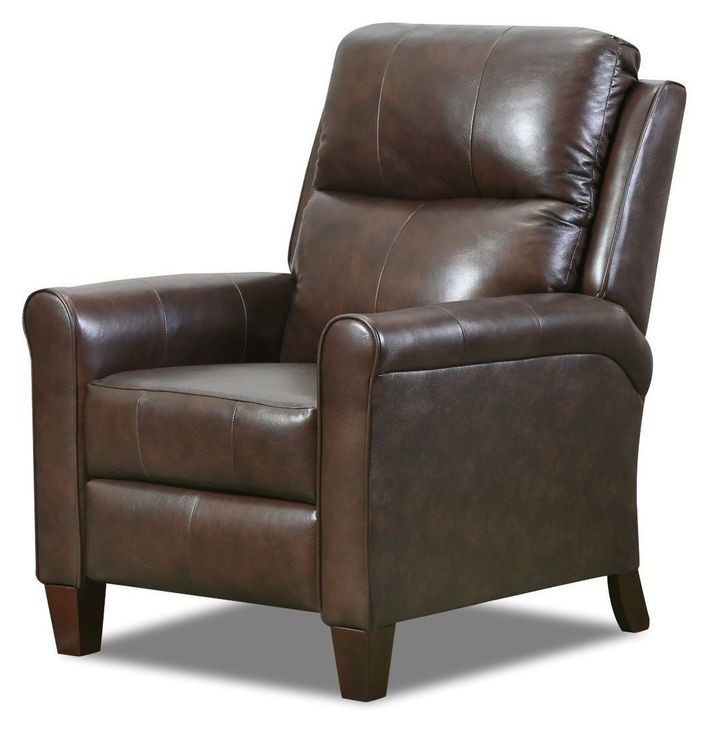 Pep Talk Chocolate Leather Power Recliner and USB Charging with Nailhead Trim