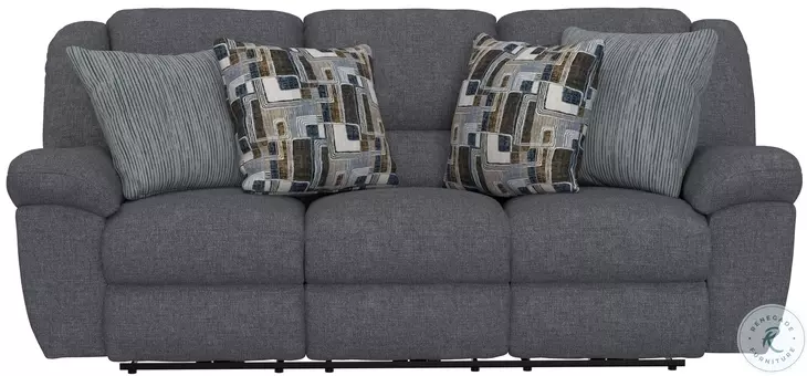Trifecta Smoke Power Reclining 90" Sofa with Drop Down Table