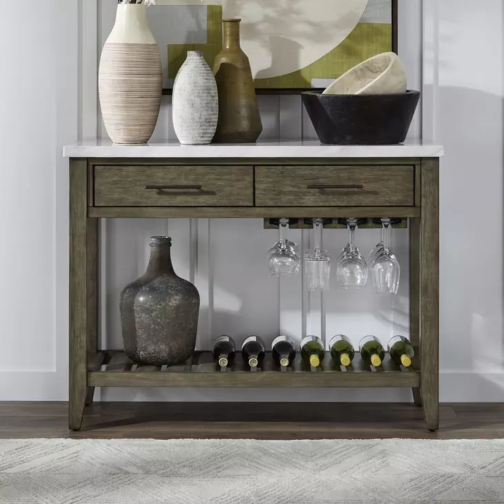 Edison Brownstone and White Marble Top Server