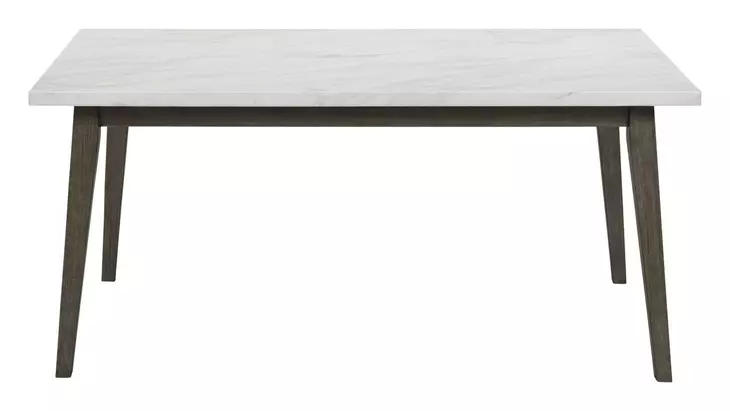 Edison Brownstone and White 64" Rectangular Marble Top Dining Table