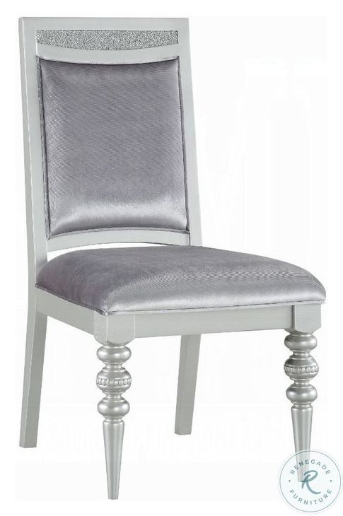 Maverick Fabric and Platinum Side Chair Set of 2