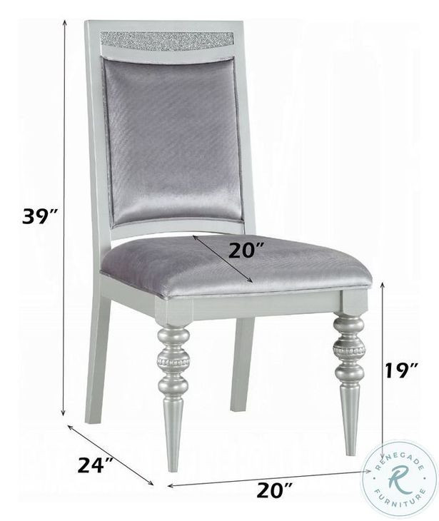 Maverick Fabric and Platinum Side Chair Set of 2