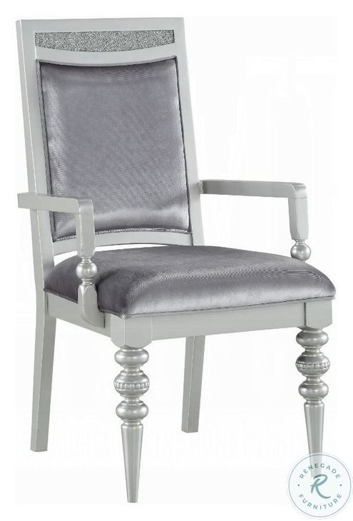 Maverick Fabric and Platinum Arm Chair Set of 2