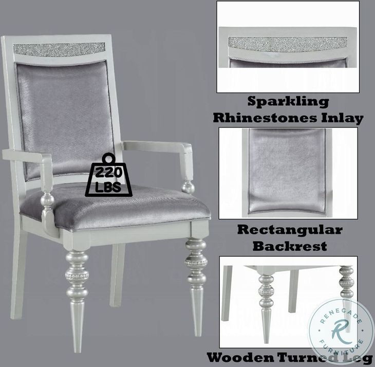 Maverick Fabric and Platinum Arm Chair Set of 2