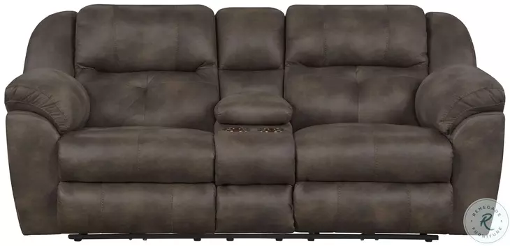 Ferrington Dusk Lay Flat Power Reclining Console 89" Loveseat With Power Headrest