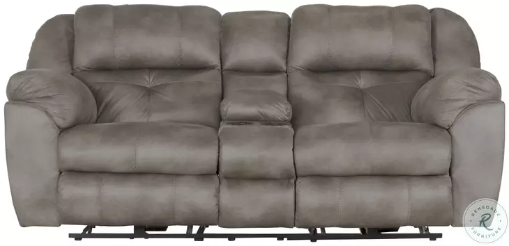 Ferrington Steel Lay Flat Power Reclining Console 89" Loveseat With Power Headrest