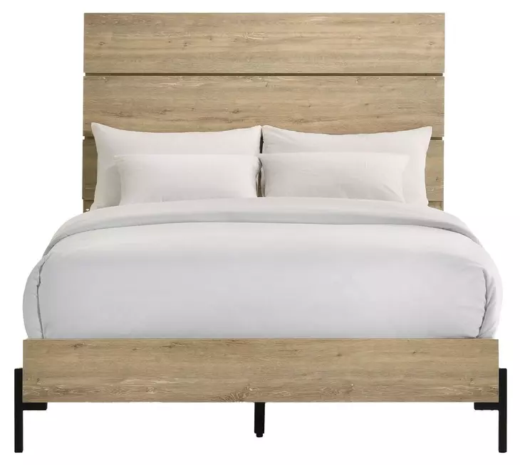 Newhall Vintage Oak Melamine Full Panel Bed