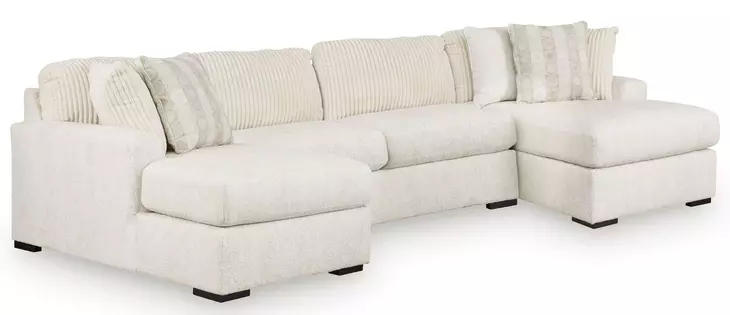Chessington Ivory 3 Piece sectional with Double Chaise