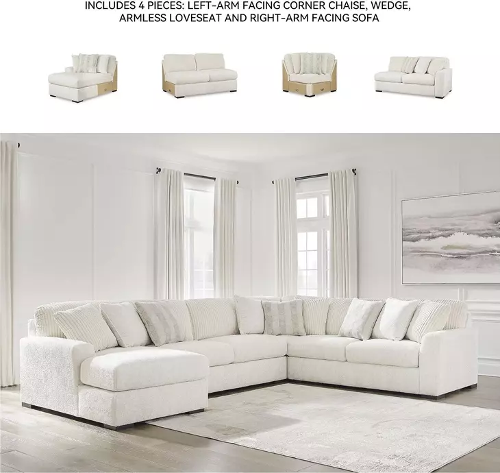Chessington Ivory 4 Piece Sectional with LAF Chaise