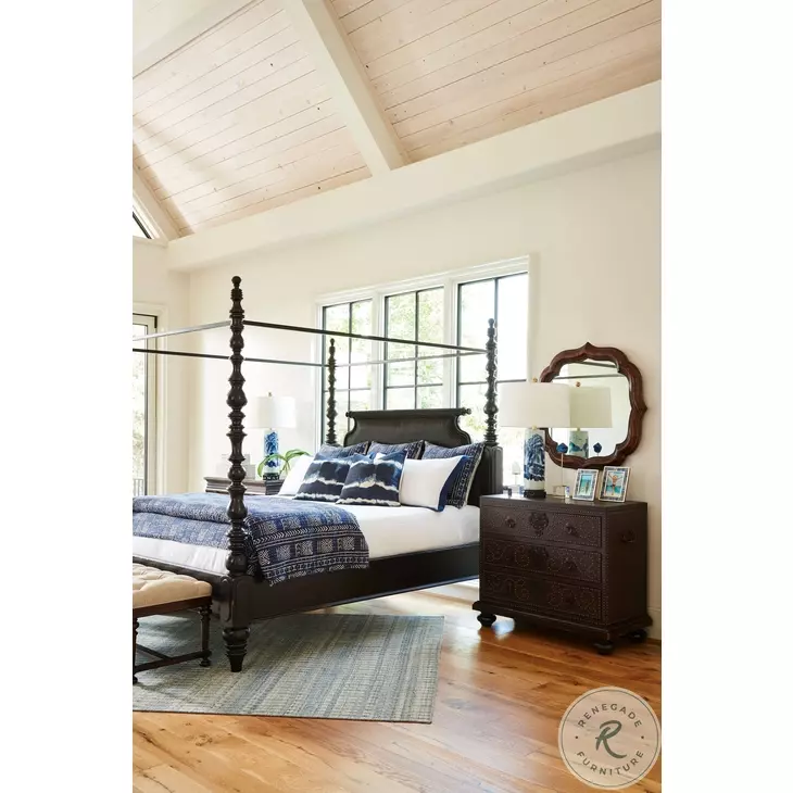 Kingstown Deep Rich Black Sovereign Queen Poster Canopy Bed From