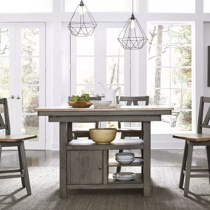 Harvest Fields Gray and Sandstone 5 Piece Extendable Gathering Dining Set