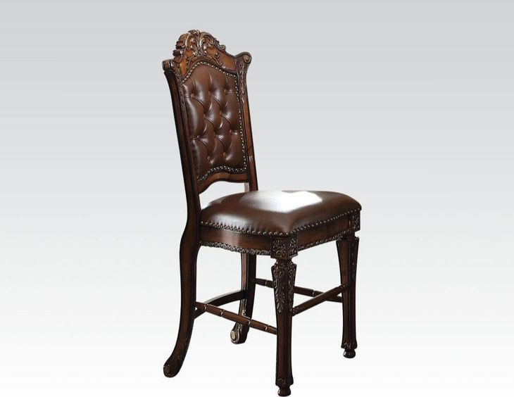 Vendome Brown Upholstered Counter Height Chair with Nailhead Trim Set of 2