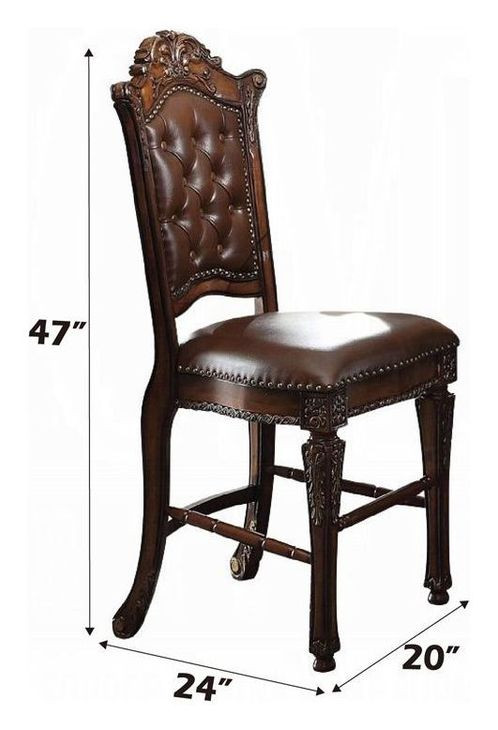 Vendome Brown Upholstered Counter Height Chair with Nailhead Trim Set of 2