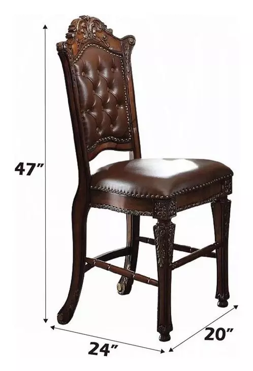 Vendome Brown Upholstered Counter Height Chair with Nailhead Trim Set of 2