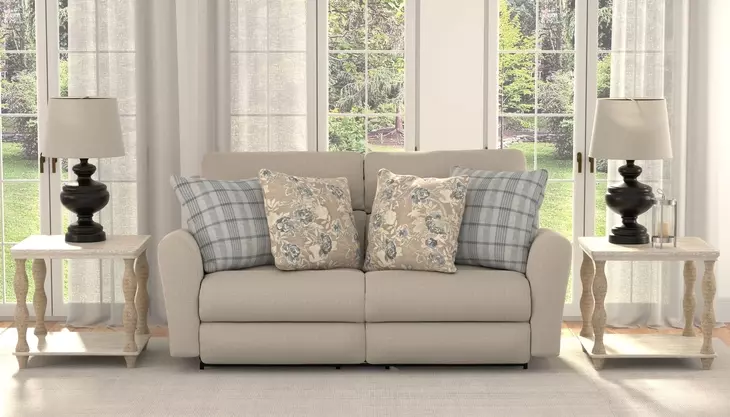 Chappy Linen Power Lay Flat Reclining 83" Sofa