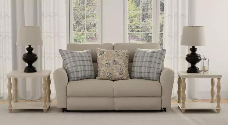 Chappy Linen Power Lay Flat Reclining 76" Loveseat
