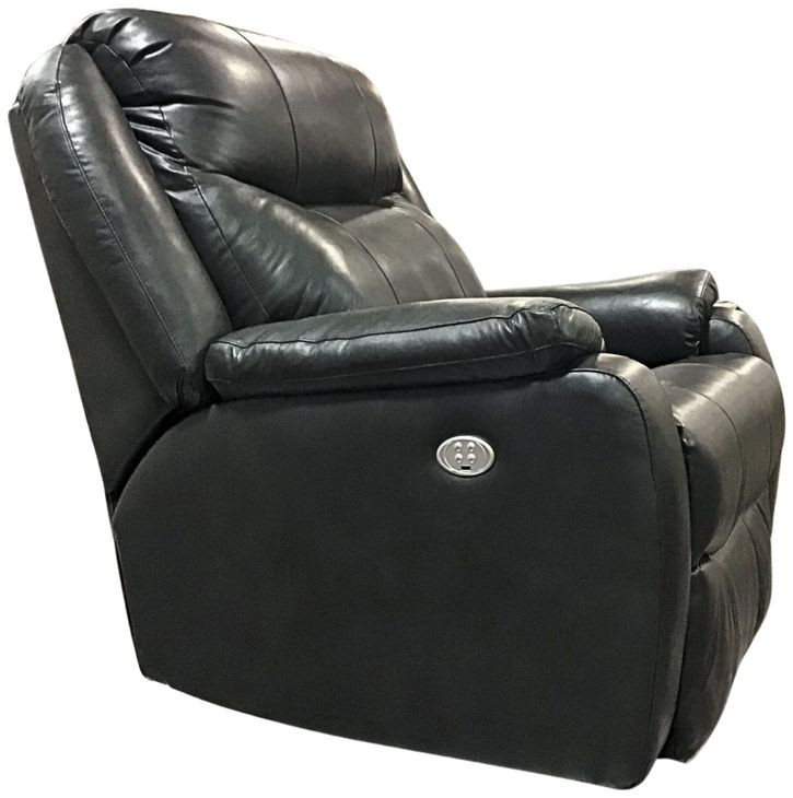 Hercules Black Leather Power Recliner with USB Charging