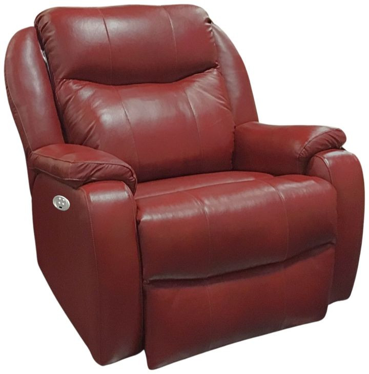 Hercules Crimson Leather Power Recliner with USB Charging