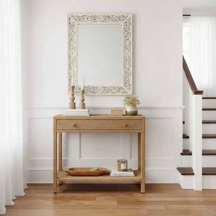 Como Natural Rectangular Console Table