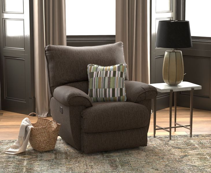 Lenny Chocolate Power Lay Flat Recliner