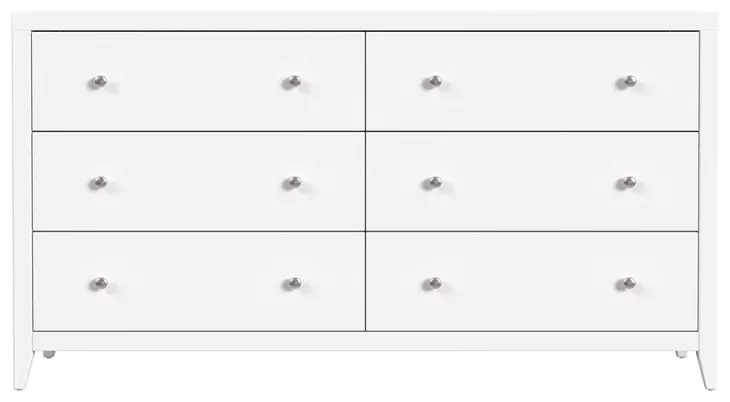 Dana Smooth White 6 Drawer Dresser