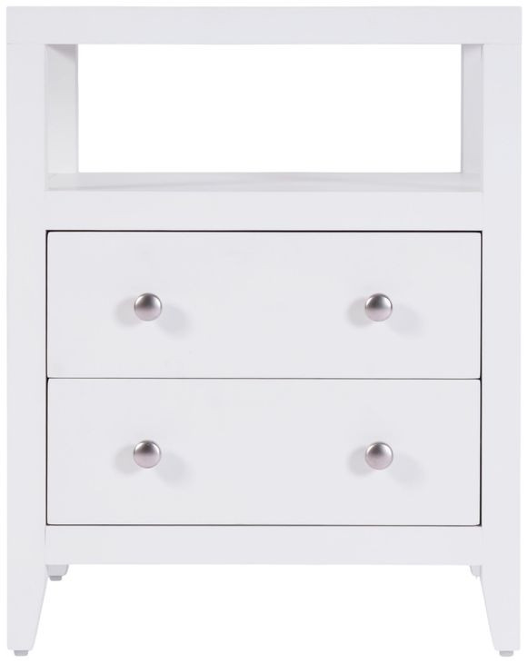 Dana Smooth White 2 Drawers Nightstand with Top Shelf