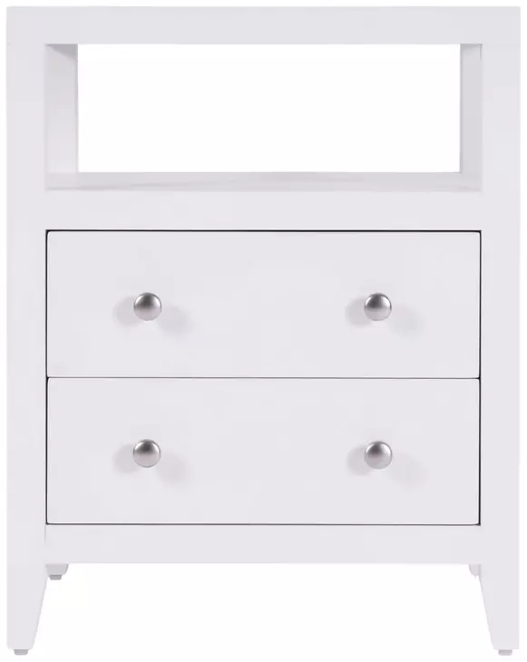 Dana Smooth White 2 Drawers Nightstand with Top Shelf