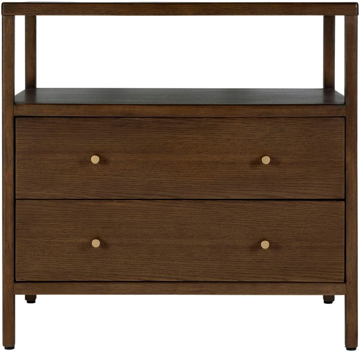 Mendel Walnut 2 Drawers Nightstand