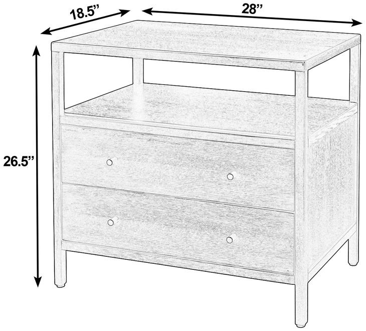Mendel Walnut 2 Drawers Nightstand