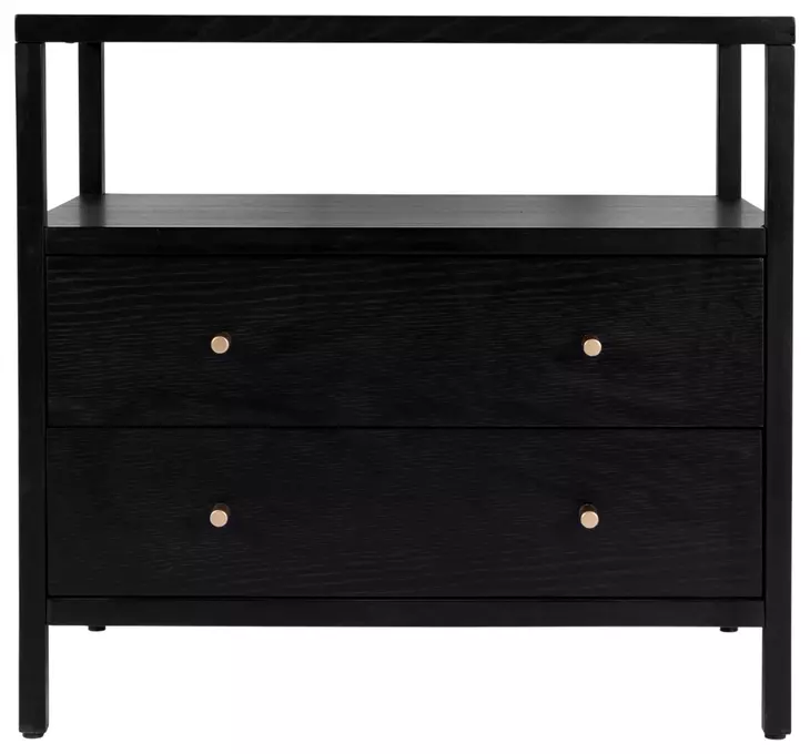 Mendel Black 2 Drawer Open 28" Nightstand