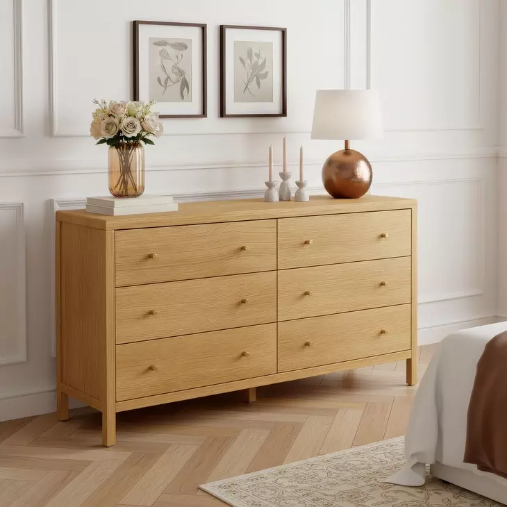 Mendel Light Oak 6 Drawer Dresser
