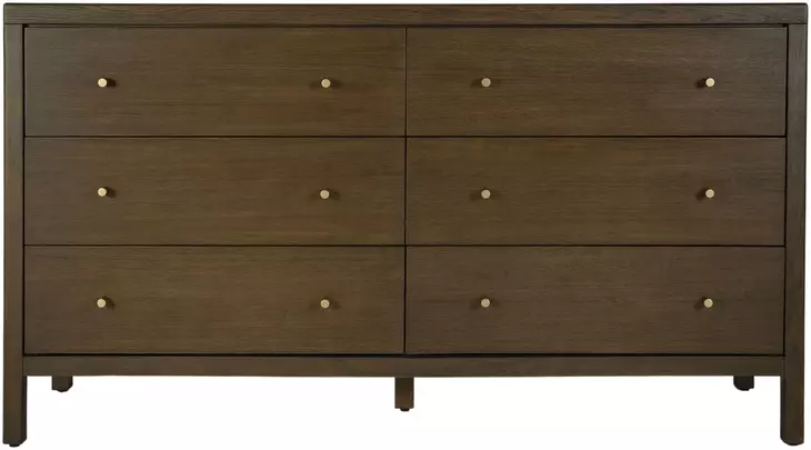 Mendel Walnut 6 Drawers Dresser