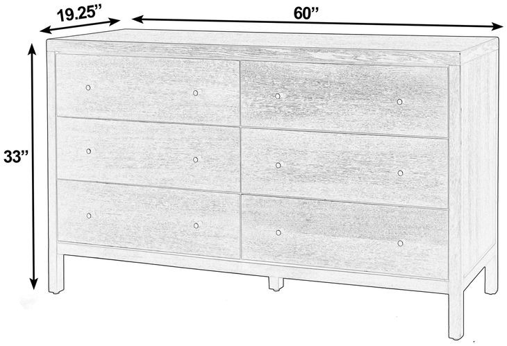 Mendel Walnut 6 Drawers Dresser