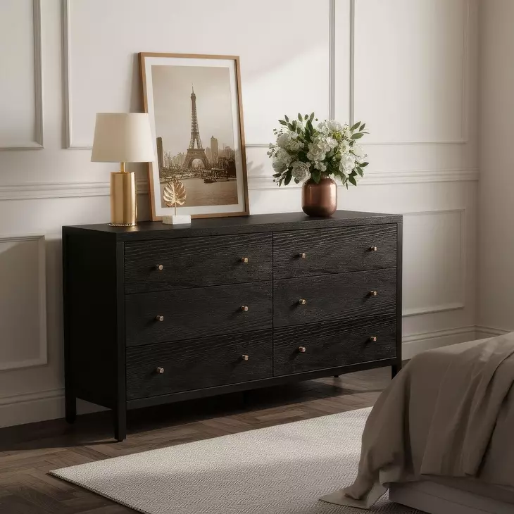Mendel Black 6 Drawer Dresser
