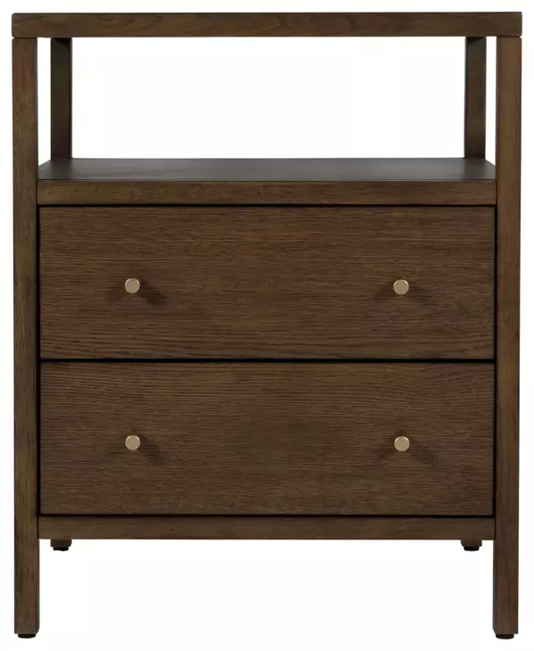 Mendel Walnut 2 Drawer Open Nightstand