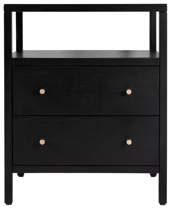 Mendel Black 2 Drawer Open Nightstand