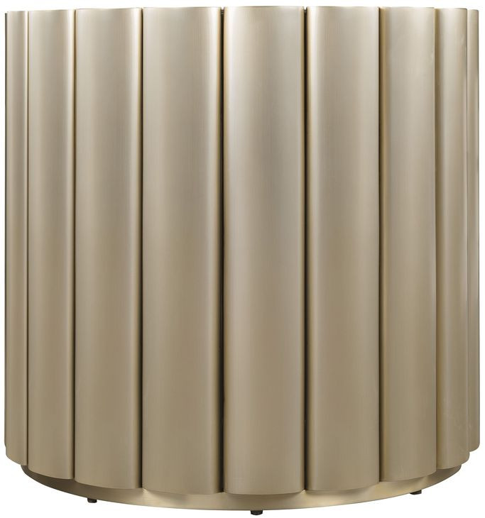 Horizon Gold and Gray Round Mirror Top End Table