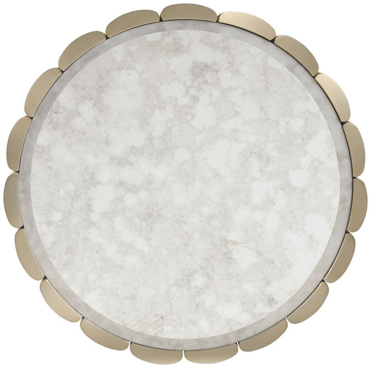 Horizon Gold and Gray Round Mirror Top End Table